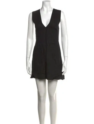 Pre-owned Posse Linen Mini Dress In Black