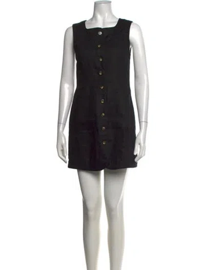 Pre-owned Posse Linen Mini Dress In Black