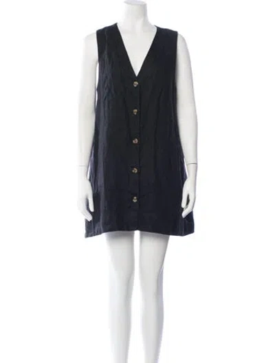 Pre-owned Posse Linen Mini Dress In Black