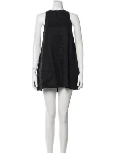 Pre-owned Posse Linen Mini Dress In Black