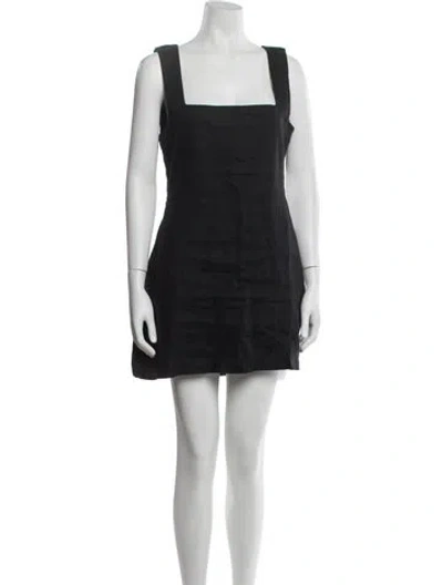 Pre-owned Posse Linen Mini Dress In Black