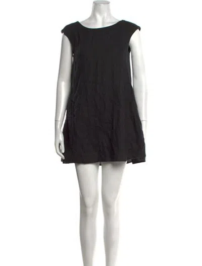 Pre-owned Posse Linen Mini Dress In Black