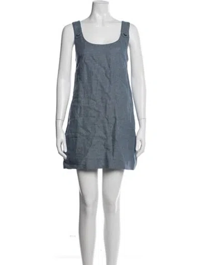 Pre-owned Posse Linen Mini Dress In Blue
