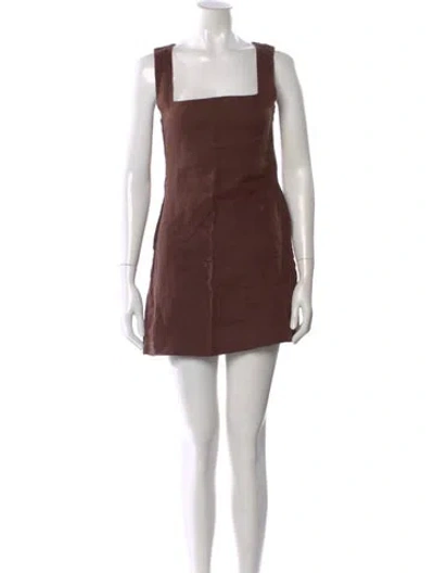 Pre-owned Posse Linen Mini Dress In Brown