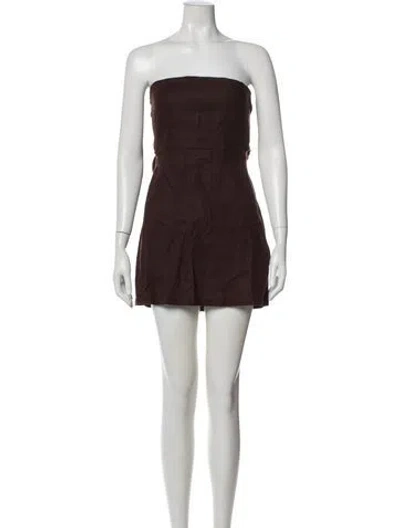 Pre-owned Posse Linen Mini Dress In Brown