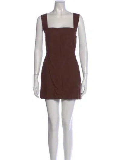 Pre-owned Posse Linen Mini Dress In Brown