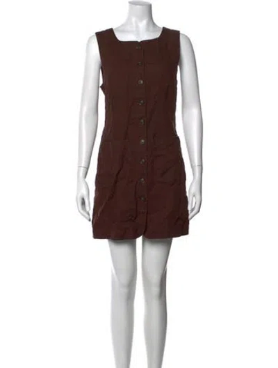 Pre-owned Posse Linen Mini Dress In Brown