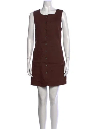 Pre-owned Posse Linen Mini Dress In Brown