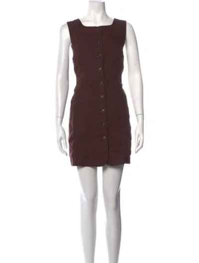 Pre-owned Posse Linen Mini Dress In Brown