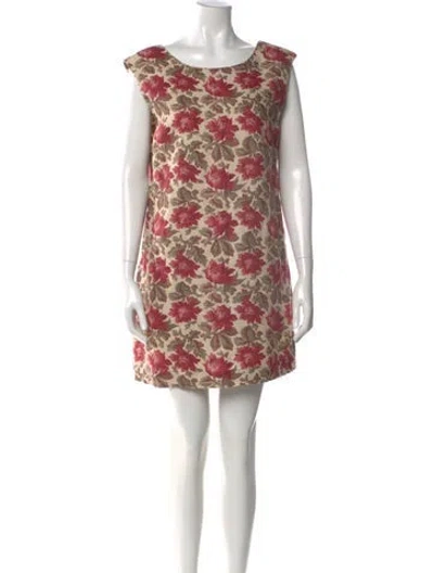 Pre-owned Posse Linen Mini Dress In Burgundy
