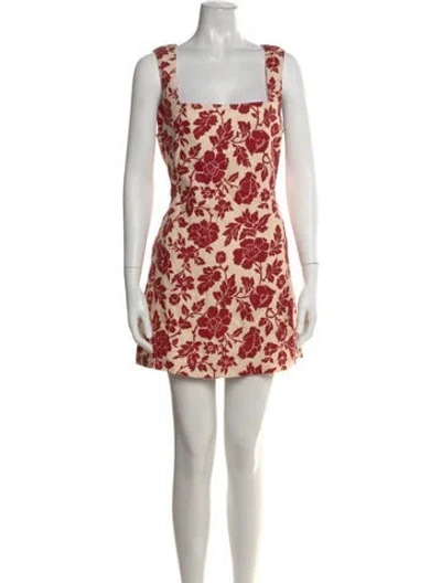 Pre-owned Posse Linen Mini Dress In Burgundy