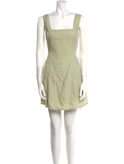 Pre-owned Posse Linen Mini Dress In Green