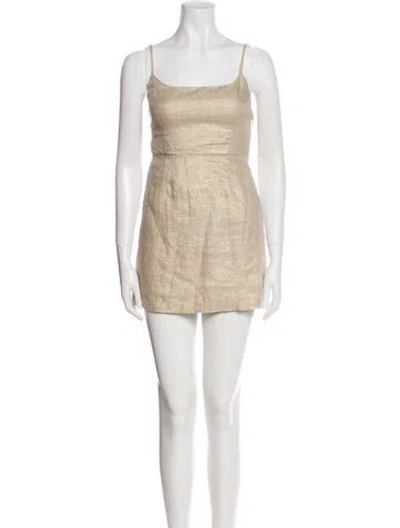 Pre-owned Posse Linen Mini Dress In Neutral
