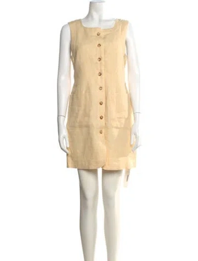 Pre-owned Posse Linen Mini Dress In Neutral