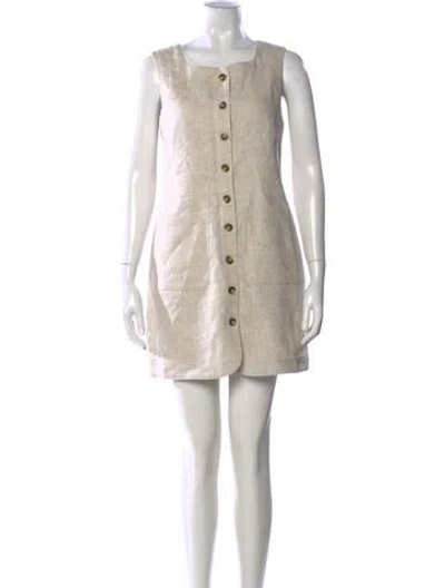 Pre-owned Posse Linen Mini Dress In Neutral