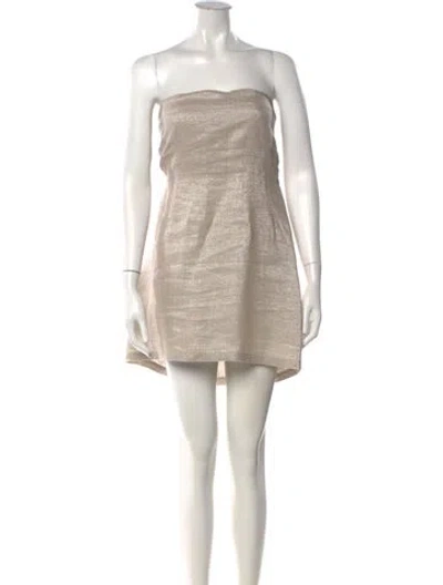 Pre-owned Posse Linen Mini Dress In Neutrals