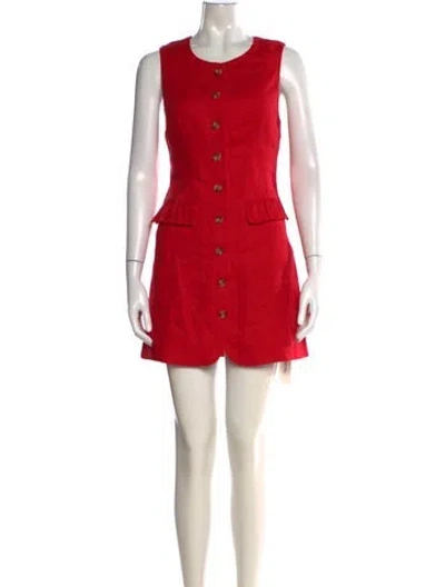 Pre-owned Posse Linen Mini Dress In Red