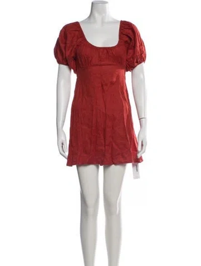 Pre-owned Posse Linen Mini Dress In Red