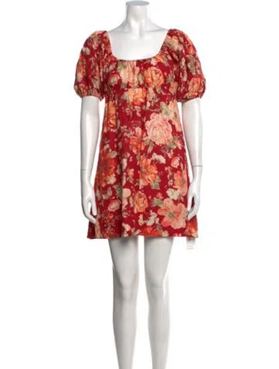 Pre-owned Posse Linen Mini Dress In Red