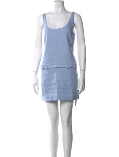 Pre-owned Posse Linen Mini Dress W/ Tags In Blue
