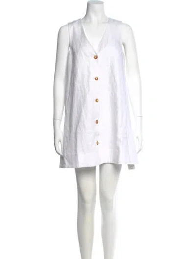 Pre-owned Posse Linen Mini Dress W/ Tags In White
