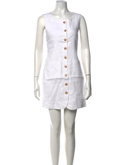 Pre-owned Posse Linen Mini Dress W/ Tags In White