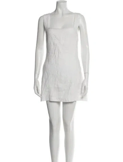 Pre-owned Posse Linen Mini Dress In White