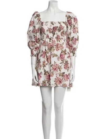 Pre-owned Posse Linen Mini Dress In White