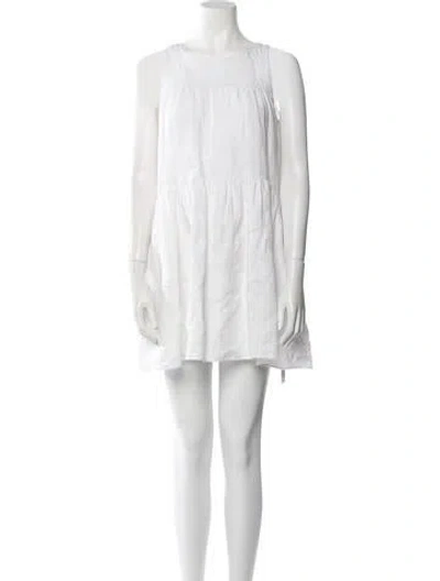 Pre-owned Posse Linen Mini Dress In White