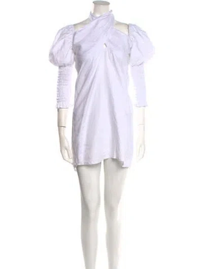 Pre-owned Posse Linen Mini Dress In White
