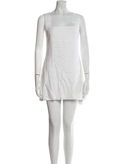 Pre-owned Posse Linen Mini Dress In White