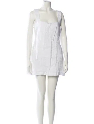 Pre-owned Posse Linen Mini Dress In White