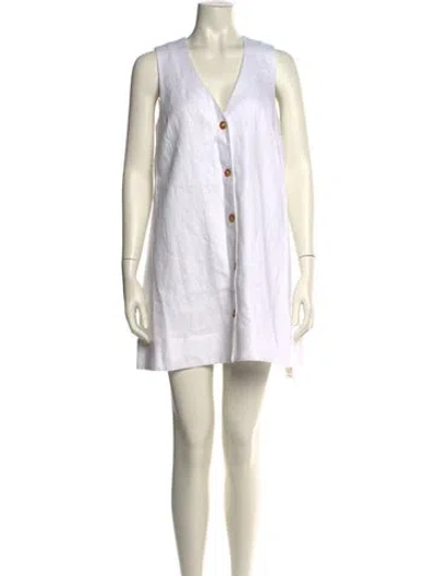 Pre-owned Posse Linen Mini Dress In White