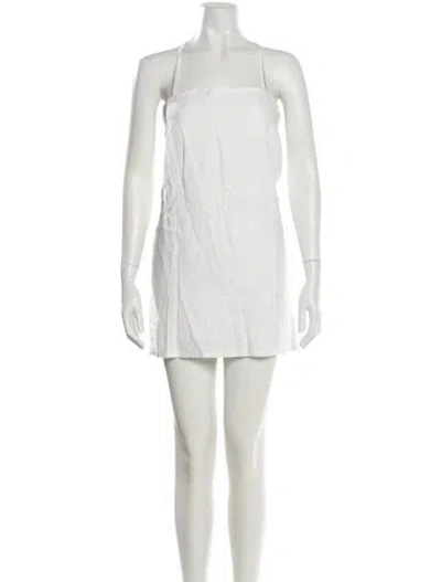 Pre-owned Posse Linen Mini Dress In White