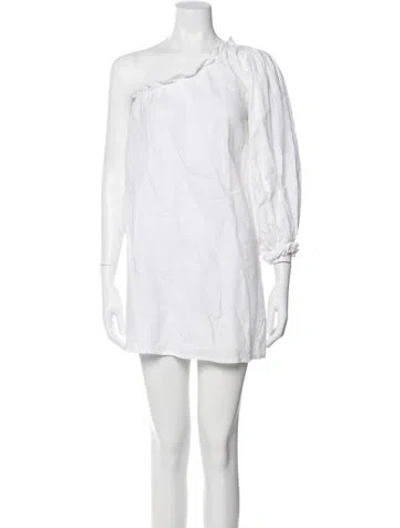 Pre-owned Posse Linen Mini Dress In White