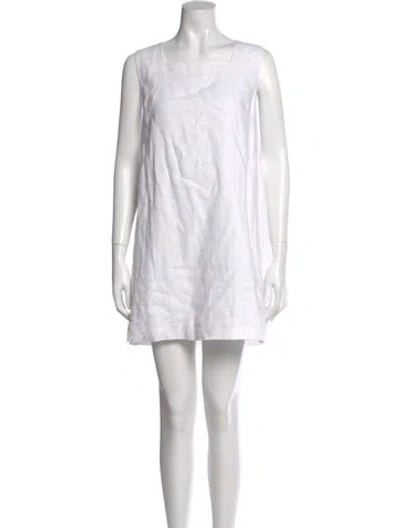 Pre-owned Posse Linen Mini Dress In White