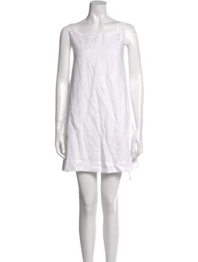 Pre-owned Posse Linen Mini Dress In White