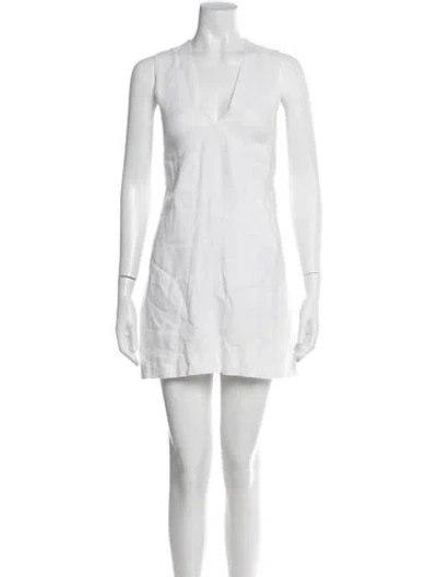Pre-owned Posse Linen Mini Dress In White