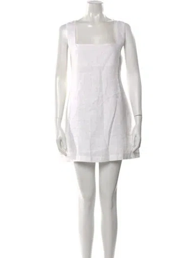 Pre-owned Posse Linen Mini Dress In White