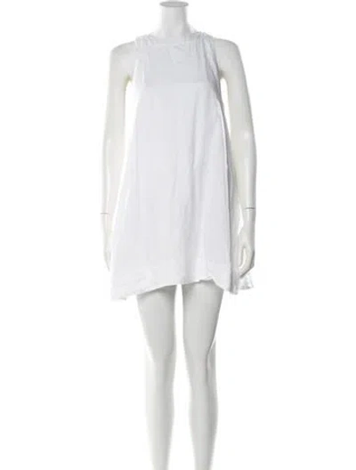 Pre-owned Posse Linen Mini Dress In White