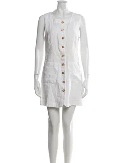 Pre-owned Posse Linen Mini Dress In White