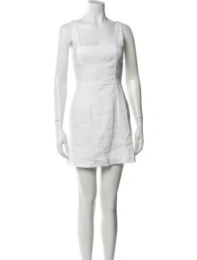 Pre-owned Posse Linen Mini Dress In White