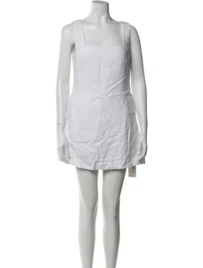 Pre-owned Posse Linen Mini Dress In White