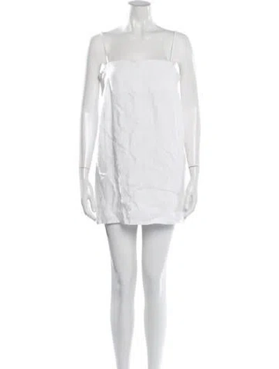 Pre-owned Posse Linen Mini Dress In White