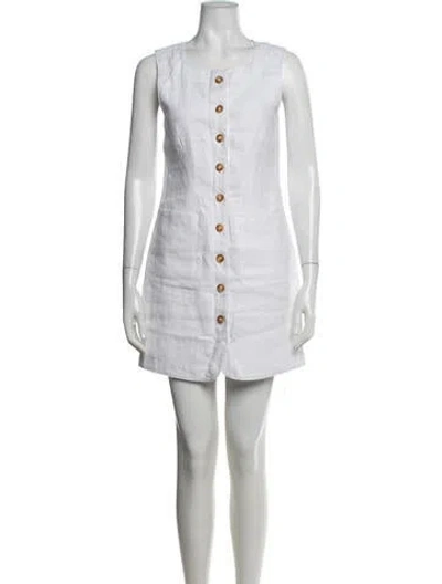 Pre-owned Posse Linen Mini Dress In White