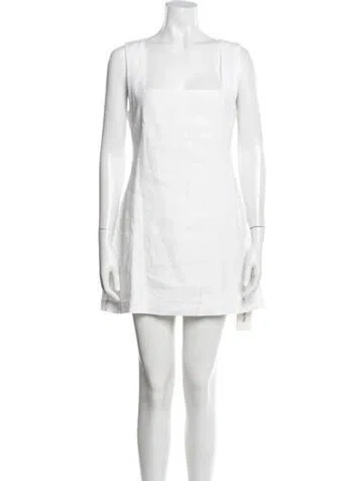 Pre-owned Posse Linen Mini Dress In White