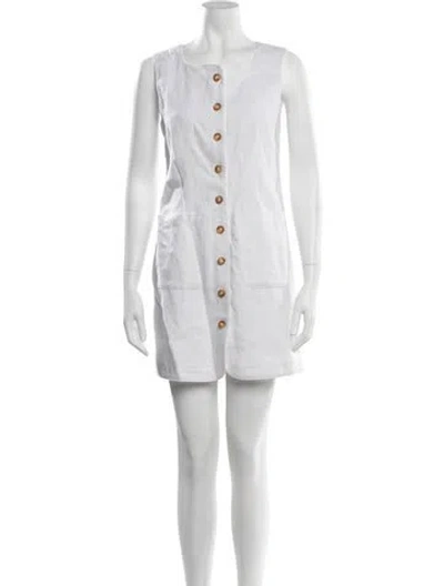 Pre-owned Posse Linen Mini Dress In White