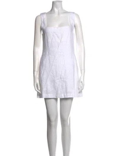 Pre-owned Posse Linen Mini Dress In White
