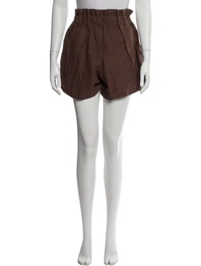 Pre-owned Posse Linen Mini Shorts In Brown