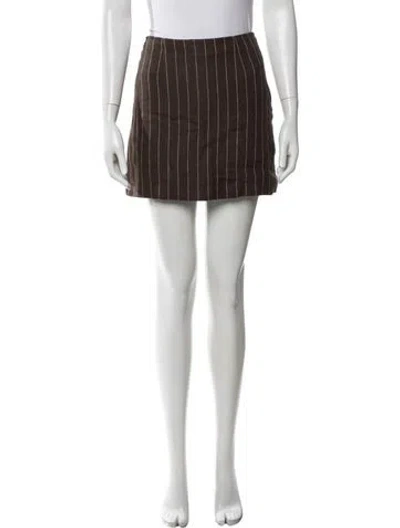 Pre-owned Posse Linen Mini Skirt In Brown